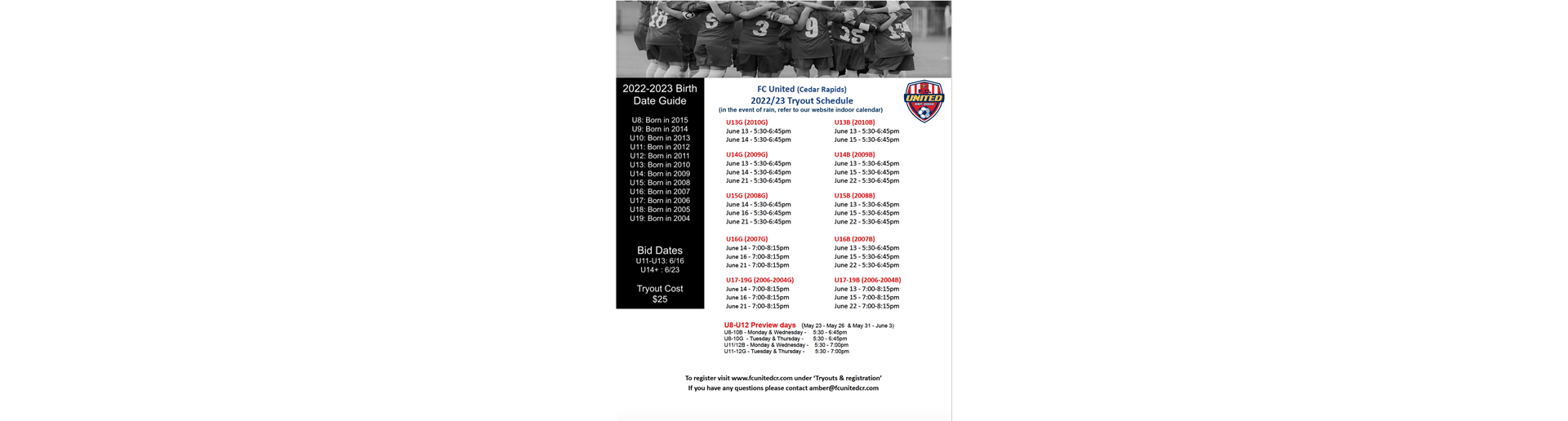 2022/23 Season Tryouts & Intent-To-Play